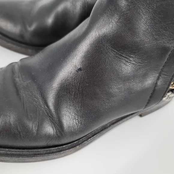 Casadei Chain Embellished Black Chelsea Ankle Boot Size 8.5