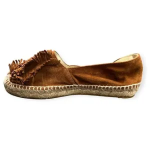 Castañer Anthropologie Tan Brown Suede Fringe Espadrilles EU 38