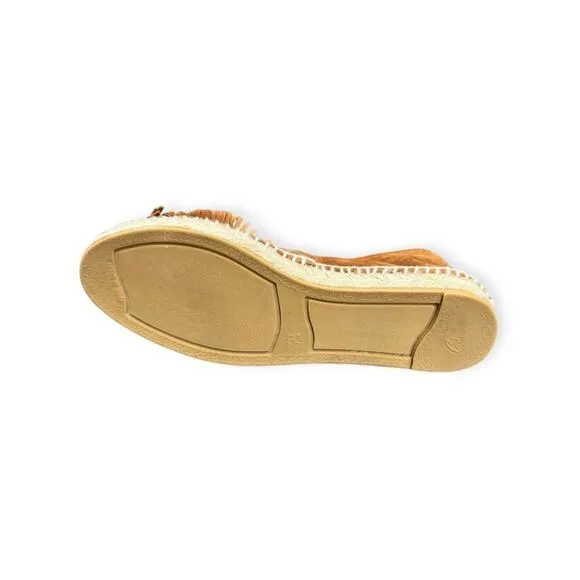 Castañer Anthropologie Tan Brown Suede Fringe Espadrilles EU 38