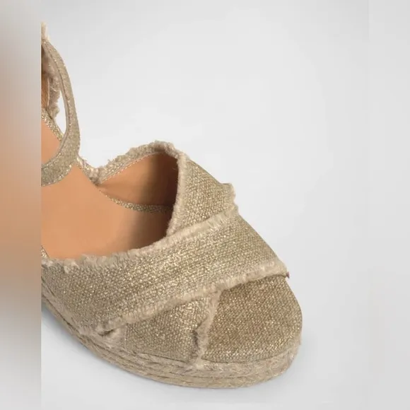Castaner Bromelia Frayed Canvas Wedge Espadrilles Sz EU 39 Bohemian Vacation