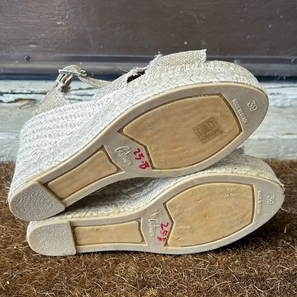 Castaner Bromelia Frayed Canvas Wedge Espadrilles Sz EU 39 Bohemian Vacation