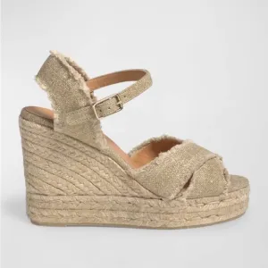 Castaner Bromelia Frayed Canvas Wedge Espadrilles Sz EU 39 Bohemian Vacation