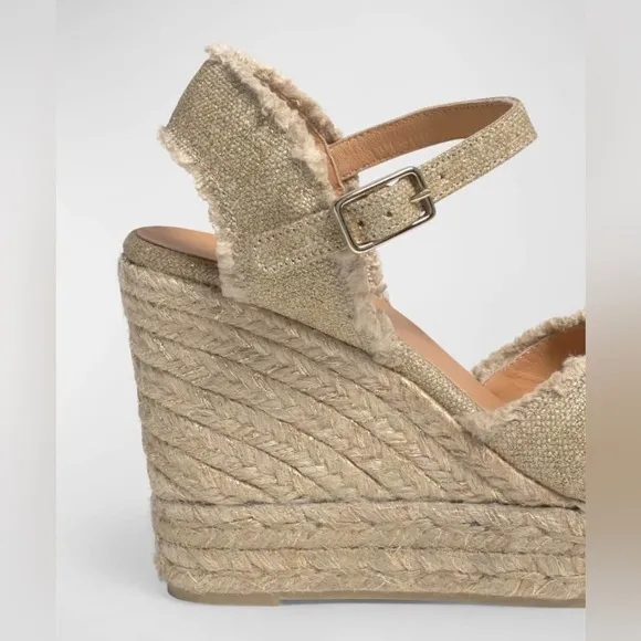 Castaner Bromelia Frayed Canvas Wedge Espadrilles Sz EU 39 Bohemian Vacation