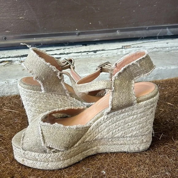 Castaner Bromelia Frayed Canvas Wedge Espadrilles Sz EU 39 Bohemian Vacation