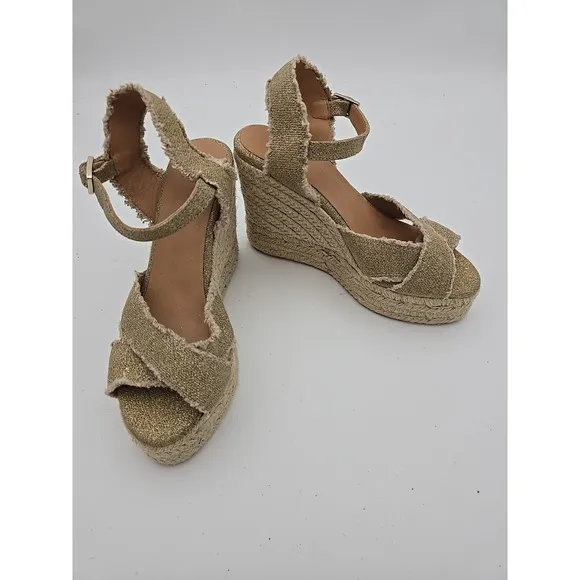 Castaner Bromelia Women's Frayed Canvas Wedge Espadrilles EU38 Bohemian Vacation