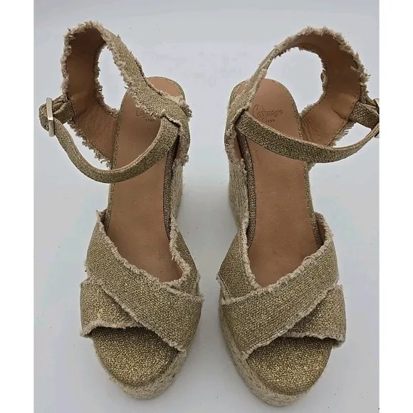 Castaner Bromelia Women's Frayed Canvas Wedge Espadrilles EU38 Bohemian Vacation