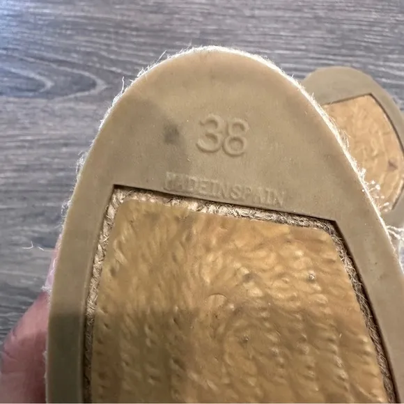Castaner Canvas Fringe Trim Accent Wedges Espadrille in Tan Color sz EU38/US 7.5