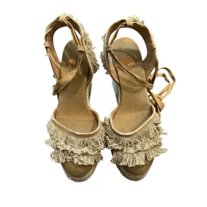 Castaner Canvas Fringe Trim Accent Wedges Espadrille in Tan Color sz EU38/US 7.5