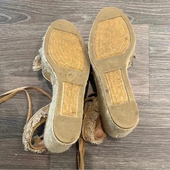 Castaner Canvas Fringe Trim Accent Wedges Espadrille in Tan Color sz EU38/US 7.5