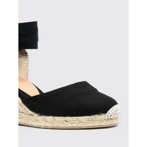 Castaner Carina 6001 AnkleTie Espadrilles Women Black Wedges