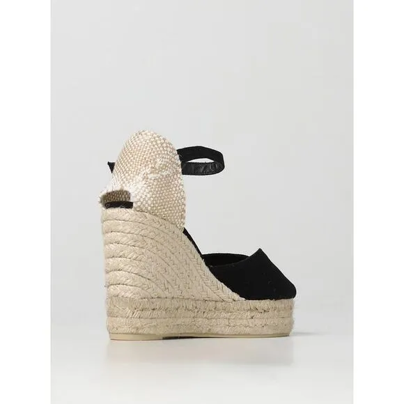 Castaner Espadrille Wedge Sandal Ankle Strap Women Black Espadrilles