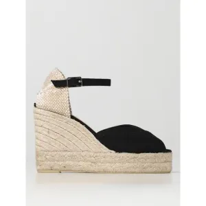 Castaner Espadrille Wedge Sandal Ankle Strap Women Black Espadrilles