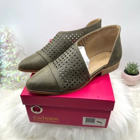 Catherine Catherine Malandrino Roffee Flats- OLIVE, US 6.5