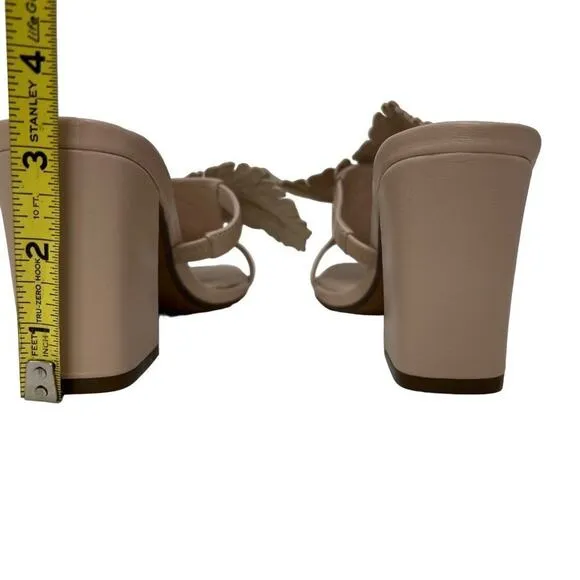 Cecelia New York Gold Beige Hibiscus II Slip On Sandals Heels