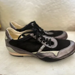 Cesare Paciotti 4US black‎ silver leather lace up low top sneakers men’s size 8