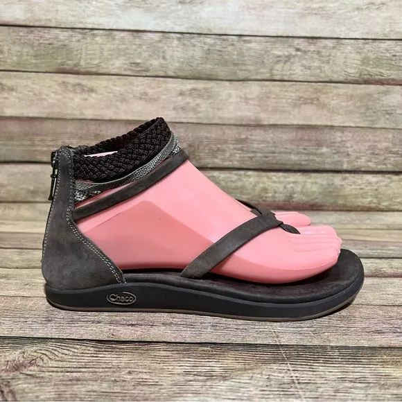 Chaco Brown Leather Ankle Strap Sandals