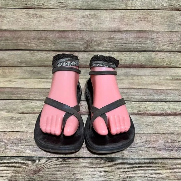 Chaco Brown Leather Ankle Strap Sandals
