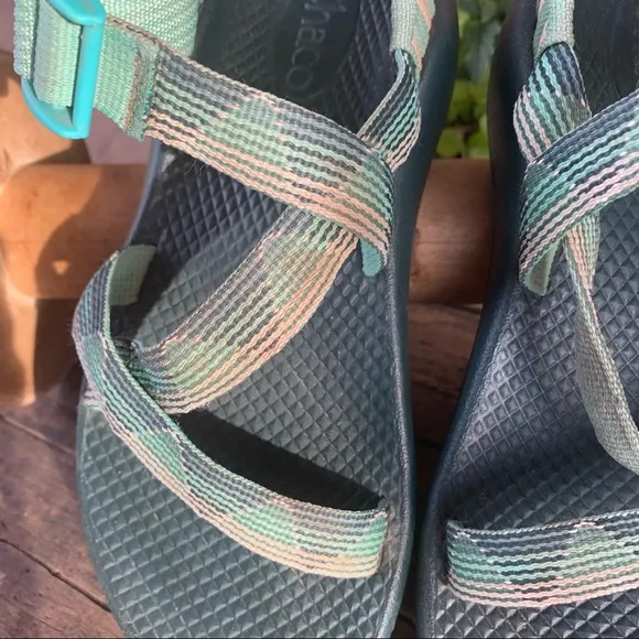 Chaco Green/Peach Aztec Sandals