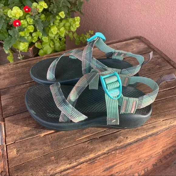Chaco Green/Peach Aztec Sandals