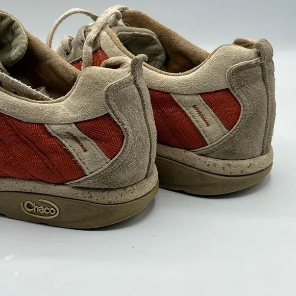 Chaco Mens Maddie Sneakers Orange Color Block Leather‎ Low Top Lace Up Mesh 10M
