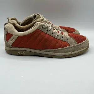 Chaco Mens Maddie Sneakers Orange Color Block Leather‎ Low Top Lace Up Mesh 10M