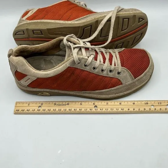 Chaco Mens Maddie Sneakers Orange Color Block Leather‎ Low Top Lace Up Mesh 10M