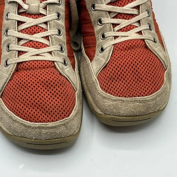 Chaco Mens Maddie Sneakers Orange Color Block Leather‎ Low Top Lace Up Mesh 10M