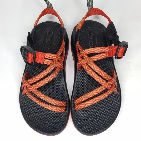 Chaco Rainbow Orange Slip On Strap Up Kids Sandals