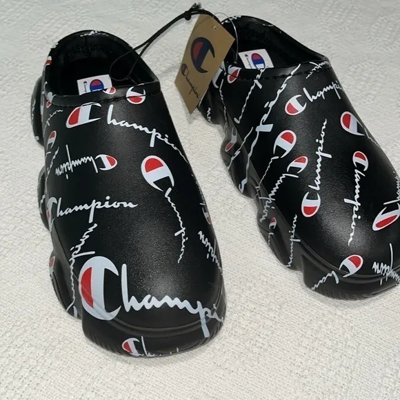 CHAMPION SUPER MELLOW WARPED SANDALS SLIP ON BLACK youth kids NWT size‎ 7