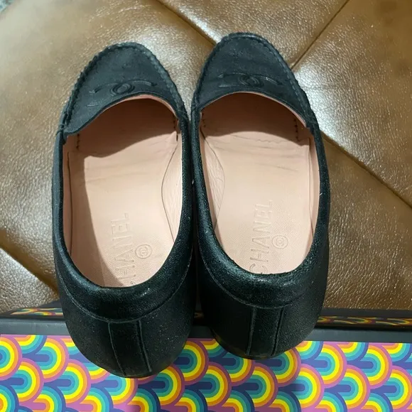 CHANEL Black Flats with Iconic CC Logo