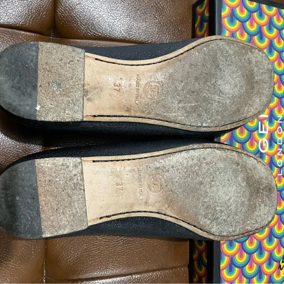 CHANEL Black Flats with Iconic CC Logo