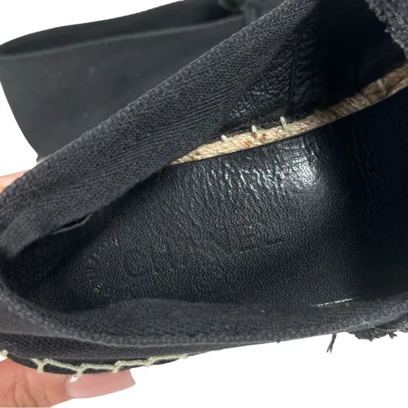Chanel Canvas Espadrilles Size 39 in Black/Beige