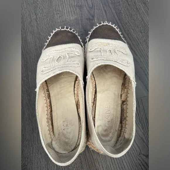CHANEL Interlocking CC Logo Canvas Espadrilles