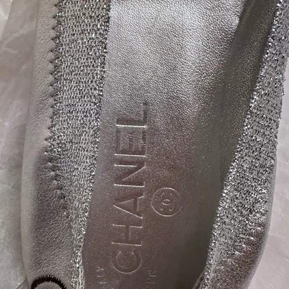 Chanel Women's Silver and Black Ballet Flats