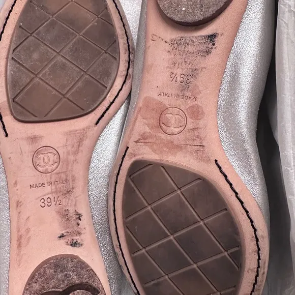 Chanel Women's Silver and Black Ballet Flats