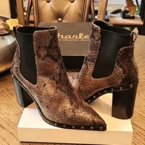 Charles David chelsea snakeskin boots size 7 New only worn one time with box