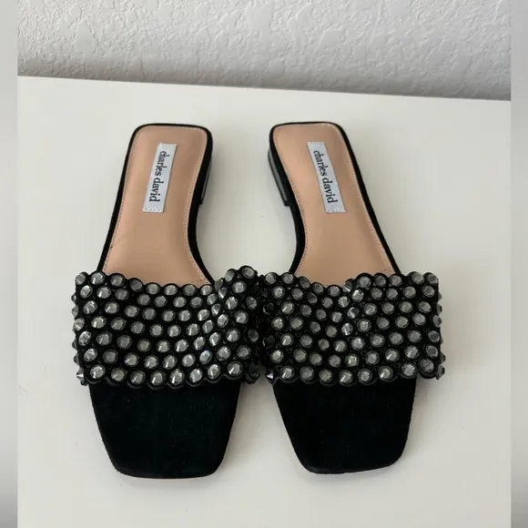Charles David Women's Sparkle Embellished Slip On Sandals Size 7