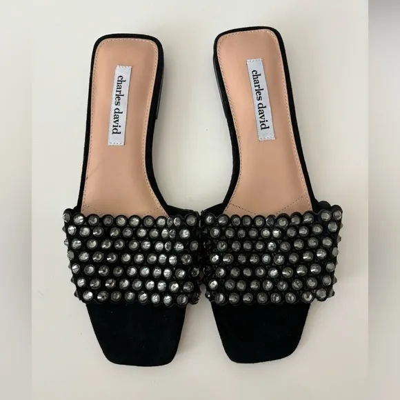 Charles David Women's Sparkle Embellished Slip On Sandals Size 7