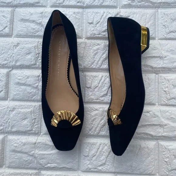 Charlotte Olympia Ballerina suede flats size 9.5