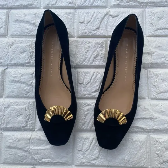 Charlotte Olympia Ballerina suede flats size 9.5
