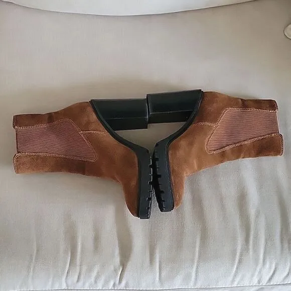 Chelsea &amp; Violet Suede Leather Chunky Boots