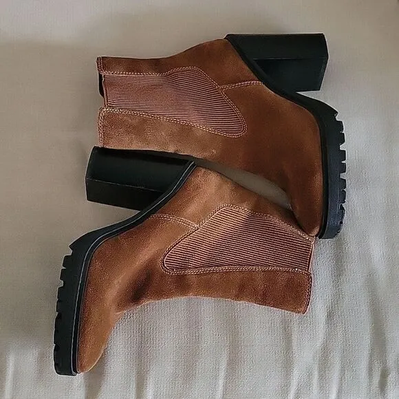 Chelsea &amp; Violet Suede Leather Chunky Boots