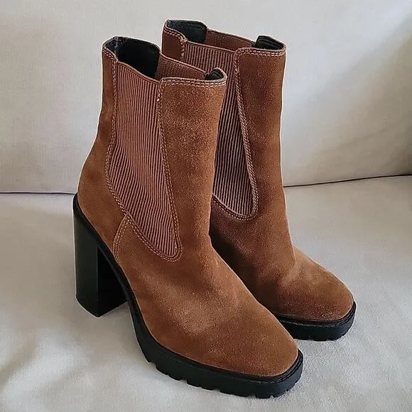 Chelsea &amp; Violet Suede Leather Chunky Boots