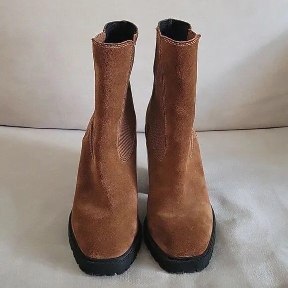 Chelsea &amp; Violet Suede Leather Chunky Boots