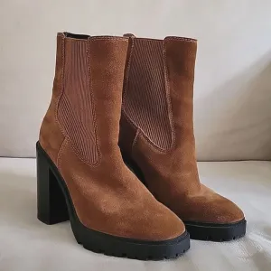 Chelsea &amp; Violet Suede Leather Chunky Boots