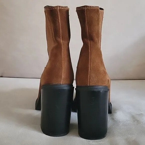 Chelsea &amp; Violet Suede Leather Chunky Boots