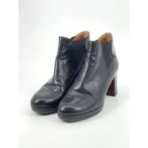 Chie Mihara Ankle Chelsea Boots Black Booties Heels Platform Leather Size 39.5 9