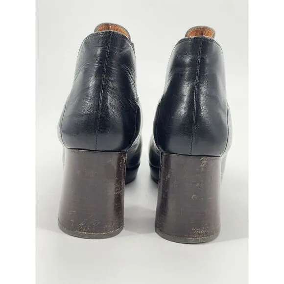 Chie Mihara Ankle Chelsea Boots Black Booties Heels Platform Leather Size 39.5 9