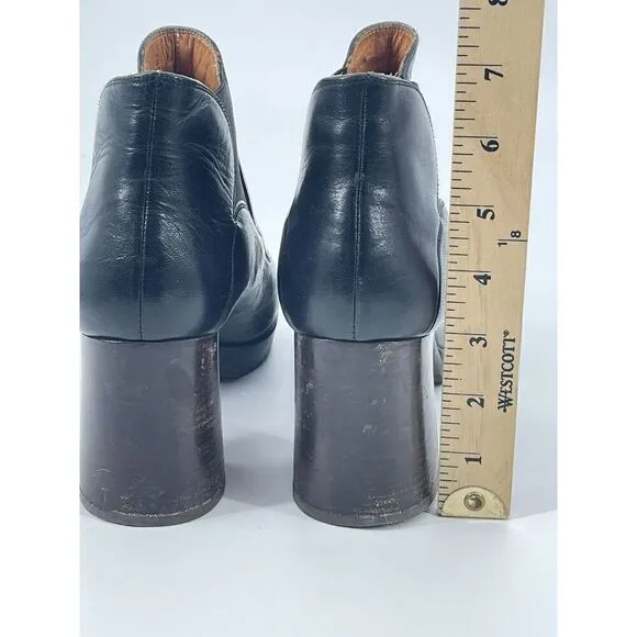 Chie Mihara Ankle Chelsea Boots Black Booties Heels Platform Leather Size 39.5 9