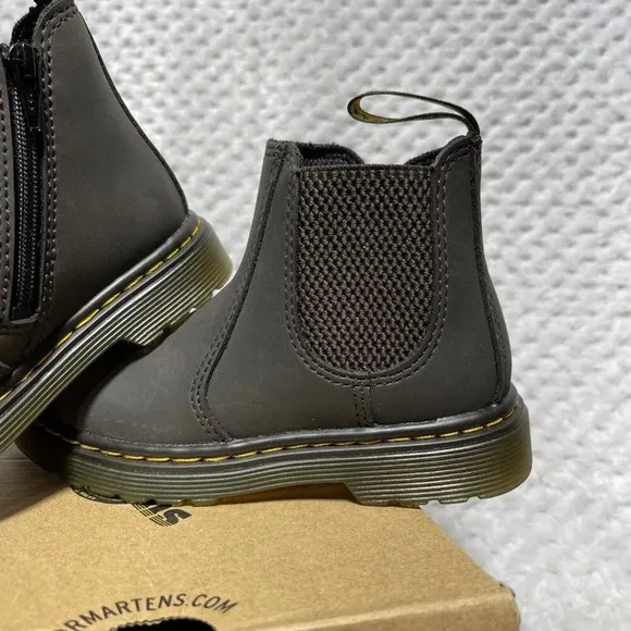 Children Unisex Boots Dr. Martens Kid's Collection 2976 T 10 Dark Brown Lamper
